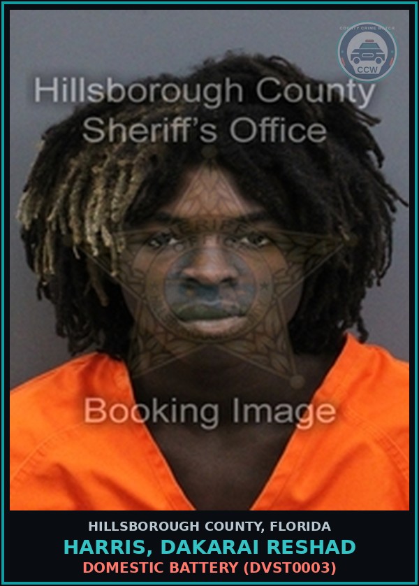 Booking mugshot of HARRIS, DAKARAI RESHAD in Hillsborough County