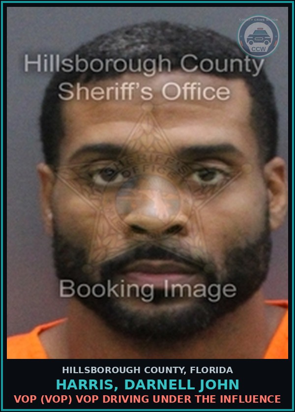 Booking mugshot of HARRIS, DARNELL JOHN in Hillsborough County