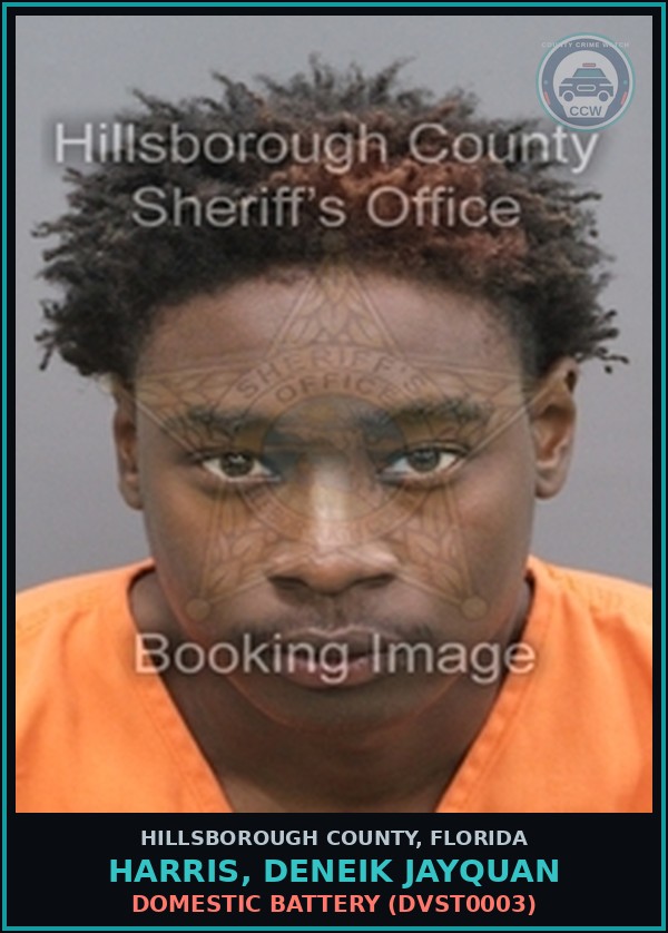 Booking mugshot of HARRIS, DENEIK JAYQUAN in Hillsborough County
