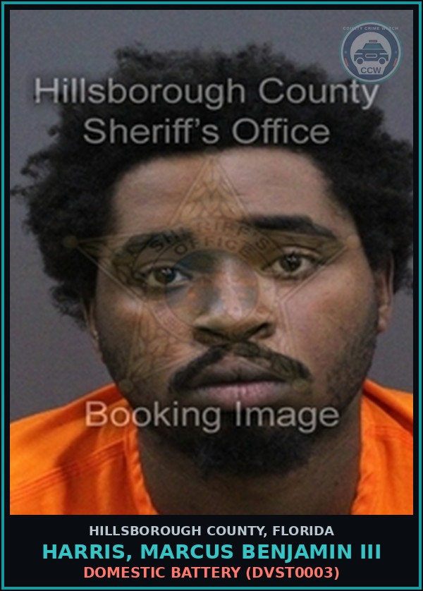 Booking mugshot of HARRIS, MARCUS BENJAMIN III in Hillsborough County