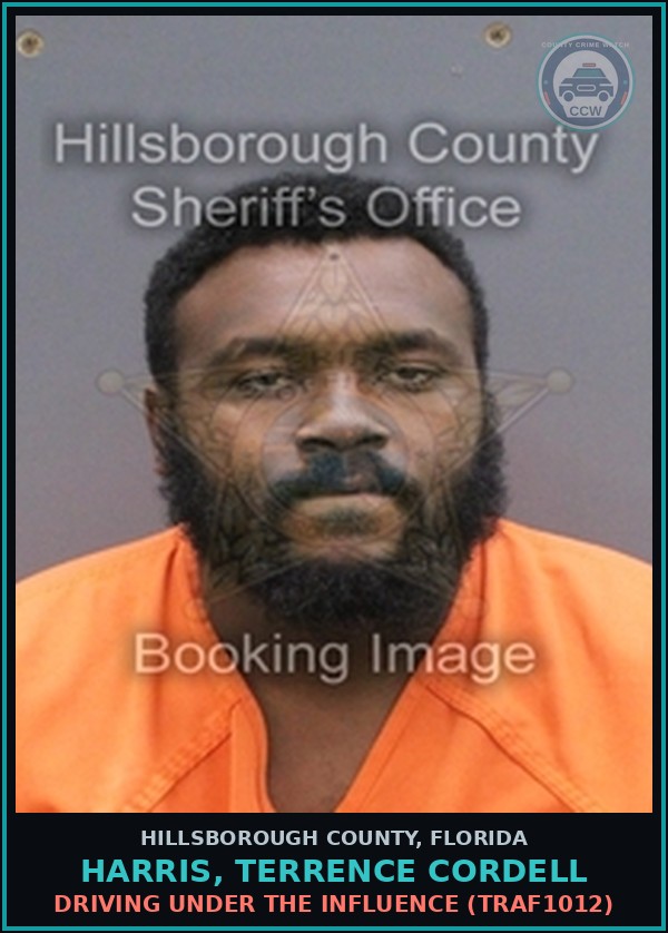 Booking mugshot of HARRIS, TERRENCE CORDELL in Hillsborough County