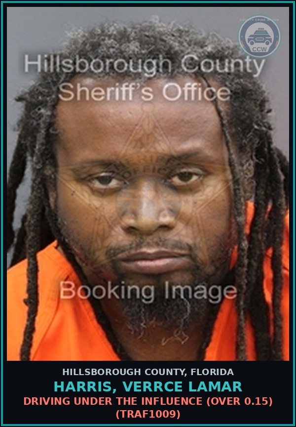 Booking mugshot of HARRIS, VERRCE LAMAR in Hillsborough County