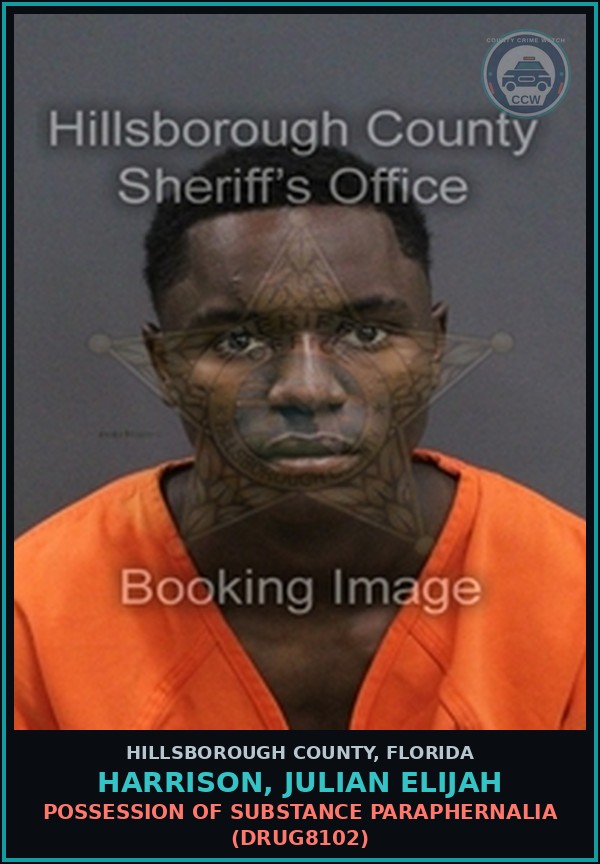 Booking mugshot of HARRISON, JULIAN ELIJAH in Hillsborough County