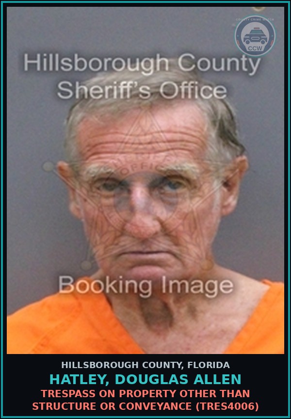 Booking mugshot of HATLEY, DOUGLAS ALLEN in Hillsborough County