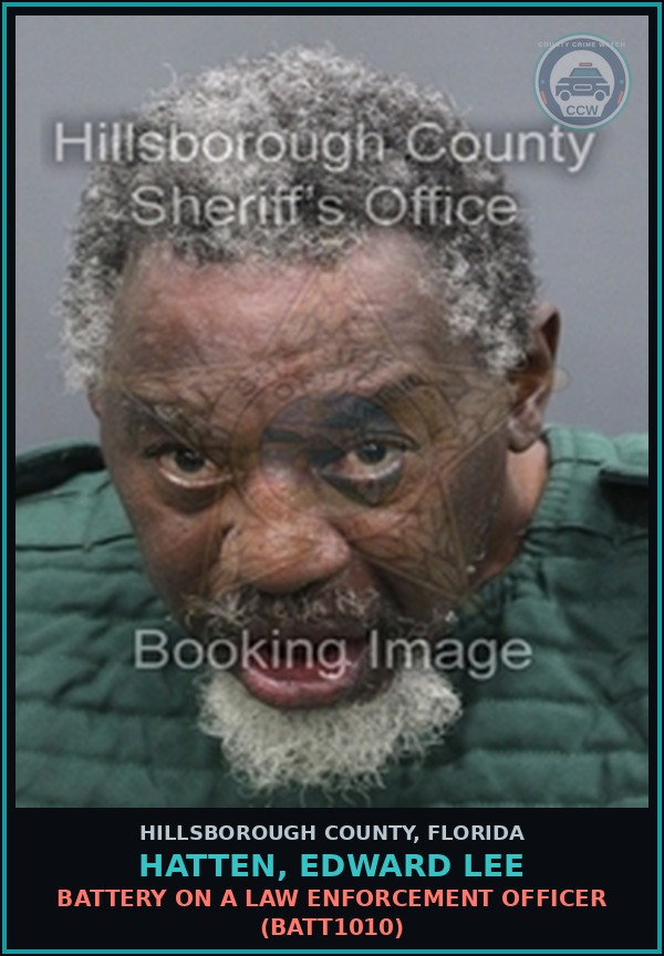Booking mugshot of HATTEN, EDWARD LEE in Hillsborough County