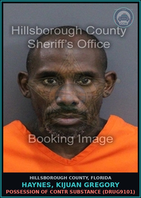 Booking mugshot of HAYNES, KIJUAN GREGORY in Hillsborough County