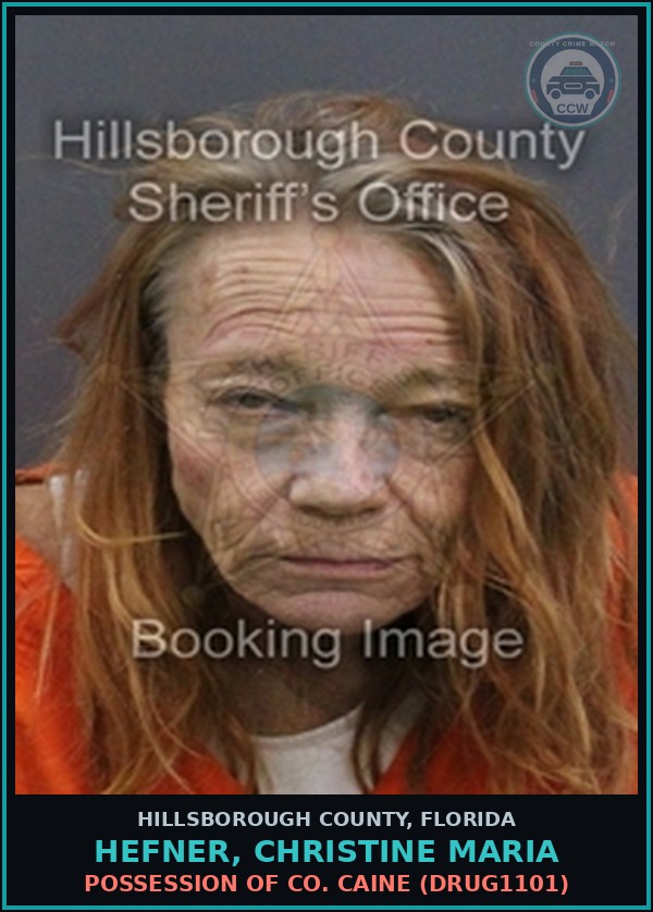 Booking mugshot of HEFNER, CHRISTINE MARIA in Hillsborough County