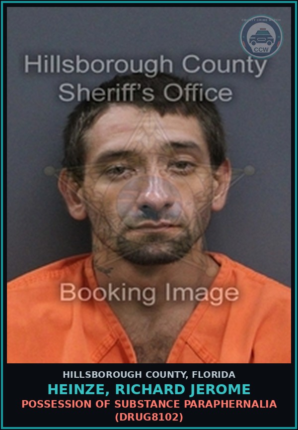 Booking mugshot of HEINZE, RICHARD JEROME in Hillsborough County