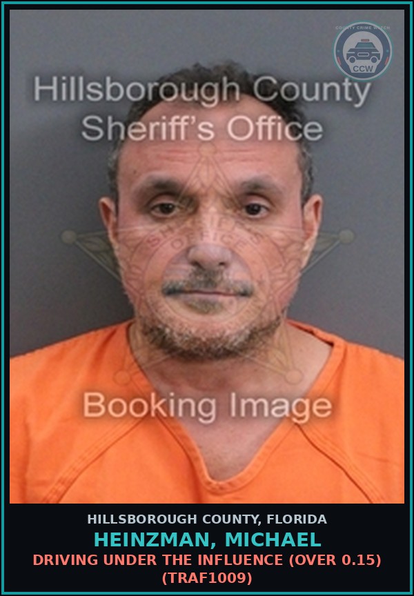 Booking mugshot of HEINZMAN, MICHAEL in Hillsborough County