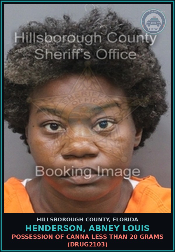 Booking mugshot of HENDERSON, ABNEY LOUIS in Hillsborough County