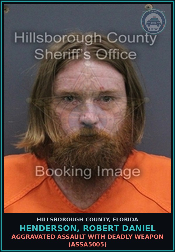 Booking mugshot of HENDERSON, ROBERT DANIEL in Hillsborough County