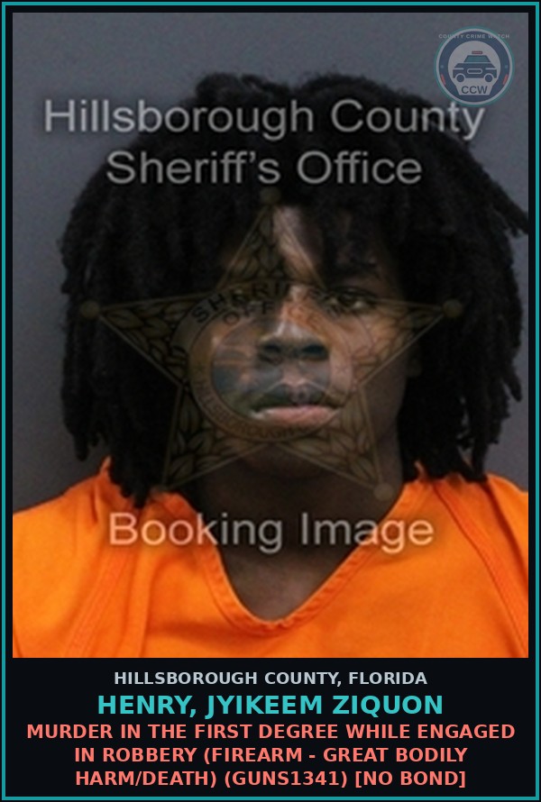 Booking mugshot of HENRY, JYIKEEM ZIQUON in Hillsborough County