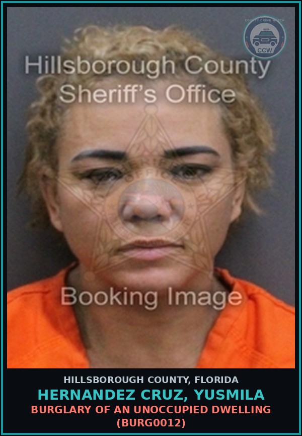 Booking mugshot of HERNANDEZ CRUZ, YUSMILA in Hillsborough County