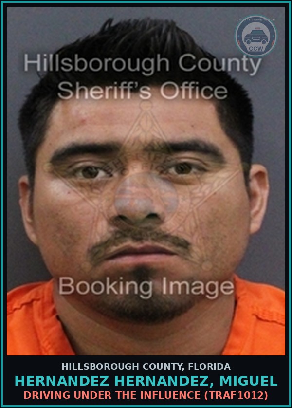 Booking mugshot of HERNANDEZ HERNANDEZ, MIGUEL in Hillsborough County