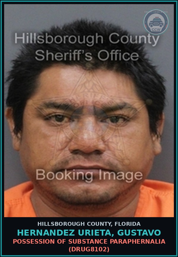 Booking mugshot of HERNANDEZ URIETA, GUSTAVO in Hillsborough County