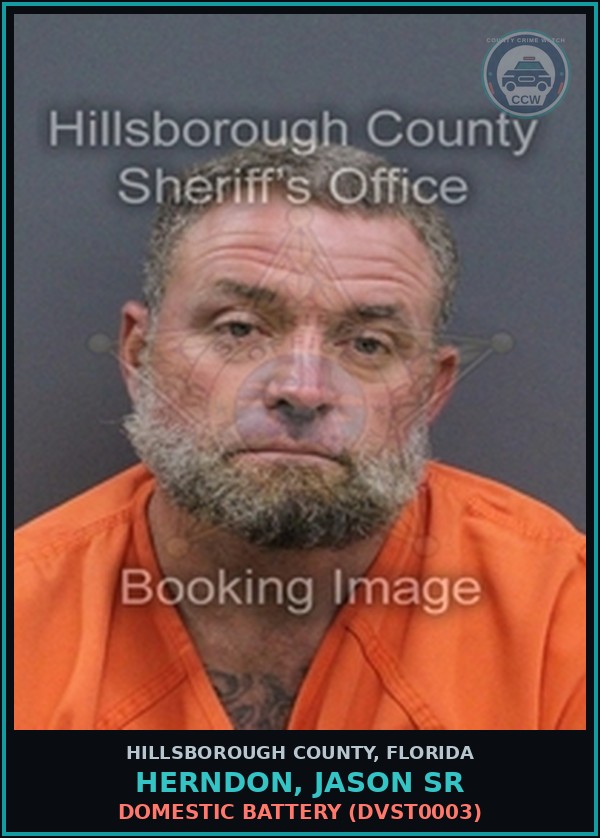 Booking mugshot of HERNDON, JASON SR in Hillsborough County