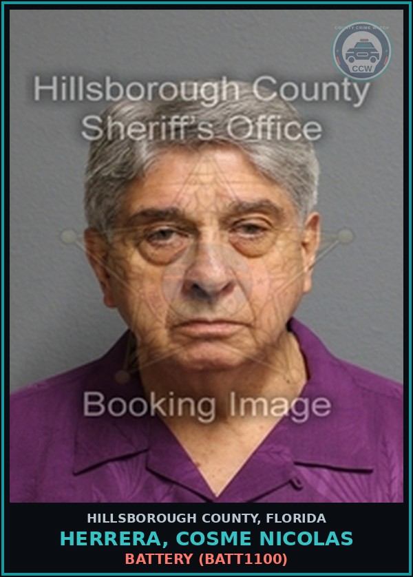 Booking mugshot of HERRERA, COSME NICOLAS in Hillsborough County