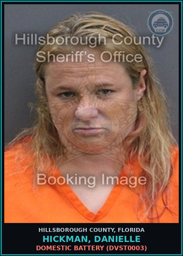 Booking mugshot of HICKMAN, DANIELLE in Hillsborough County