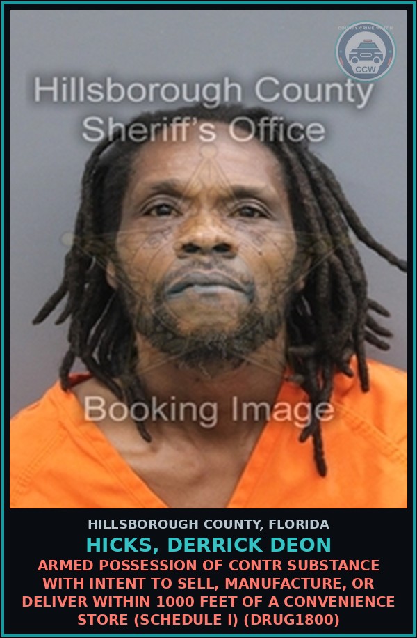 Booking mugshot of HICKS, DERRICK DEON in Hillsborough County