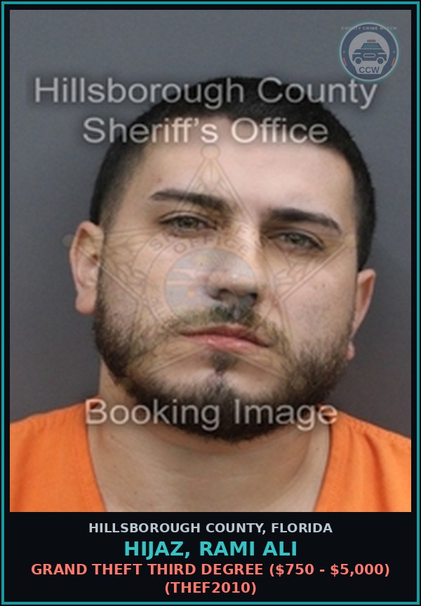 Booking mugshot of HIJAZ, RAMI ALI in Hillsborough County