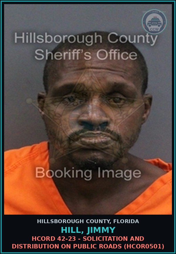 Booking mugshot of HILL, JIMMY in Hillsborough County