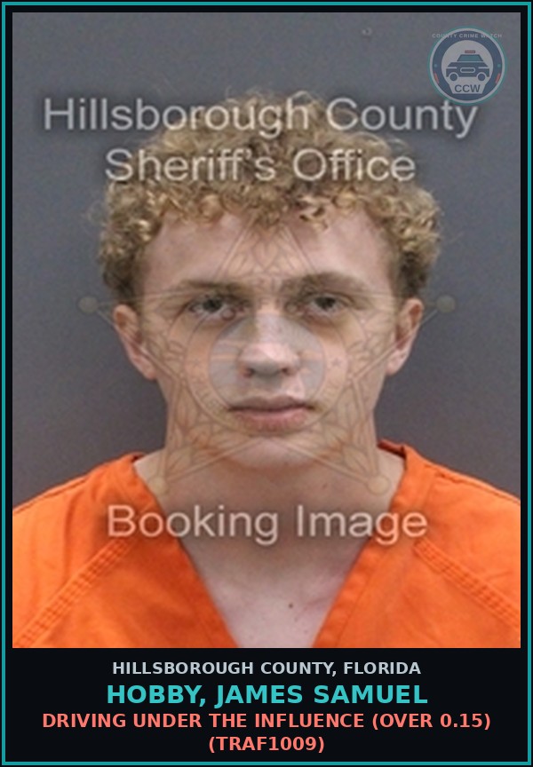 Booking mugshot of HOBBY, JAMES SAMUEL in Hillsborough County