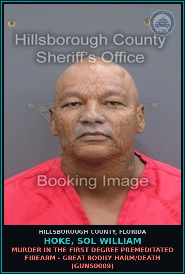 Booking mugshot of HOKE, SOL WILLIAM in Hillsborough County