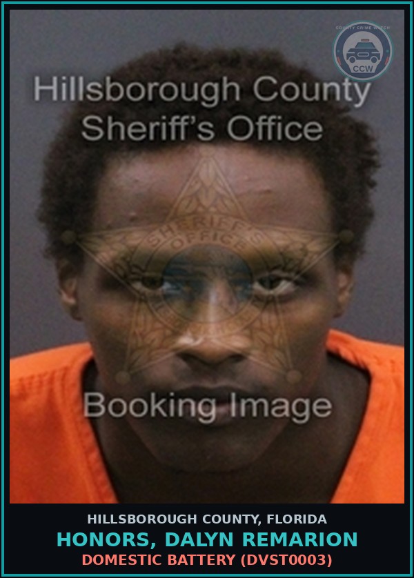 Booking mugshot of HONORS, DALYN REMARION in Hillsborough County