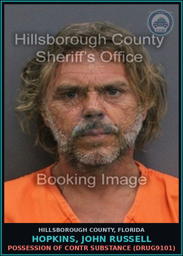 Booking mugshot of HOPKINS, JOHN RUSSELL in Hillsborough County