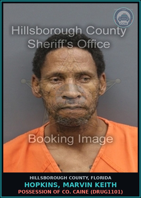 Booking mugshot of HOPKINS, MARVIN KEITH in Hillsborough County