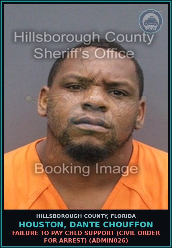 Booking mugshot of HOUSTON, DANTE CHOUFFON in Hillsborough County