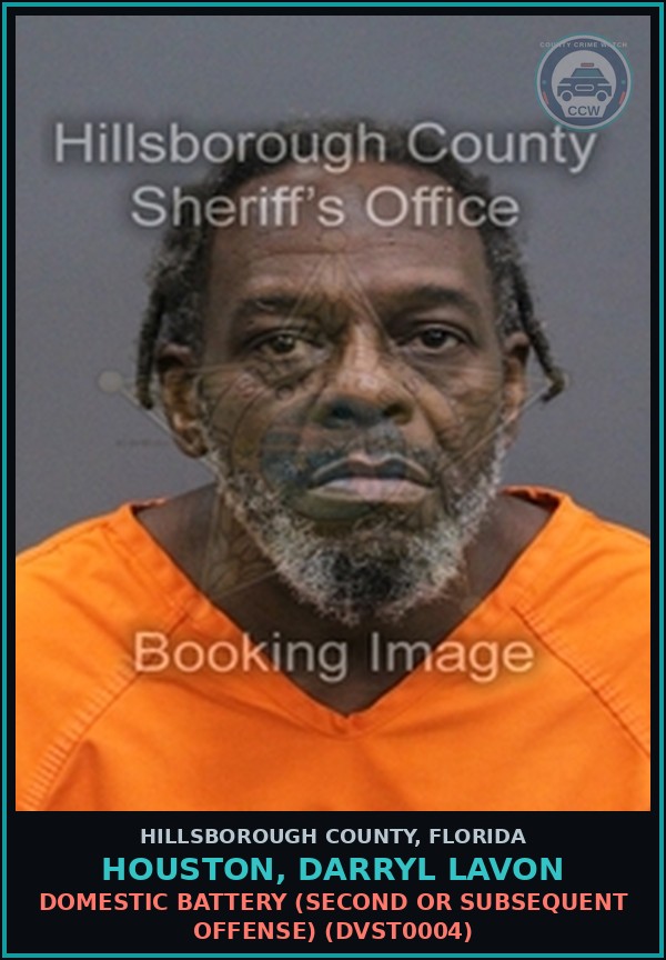 Booking mugshot of HOUSTON, DARRYL LAVON in Hillsborough County