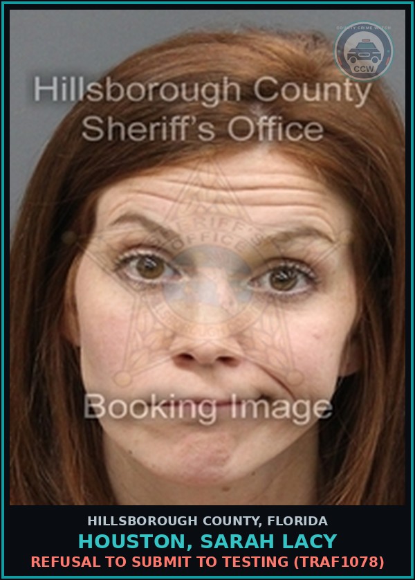 Booking mugshot of HOUSTON, SARAH LACY in Hillsborough County