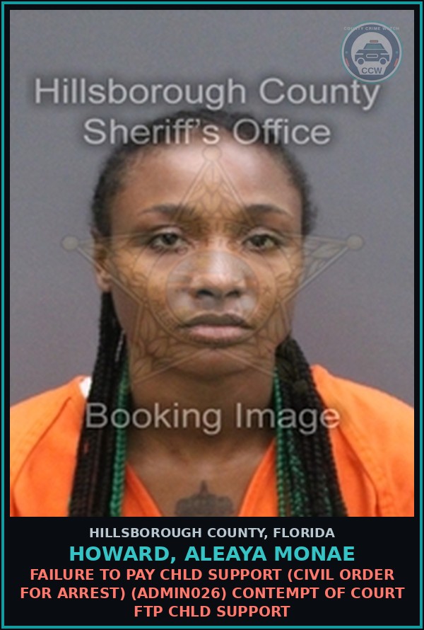 Booking mugshot of HOWARD, ALEAYA MONAE in Hillsborough County