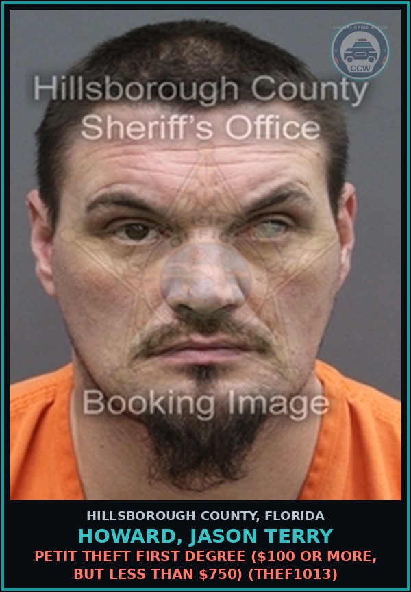 Booking mugshot of HOWARD, JASON TERRY in Hillsborough County