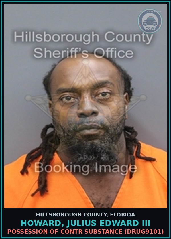 Booking mugshot of HOWARD, JULIUS EDWARD III in Hillsborough County