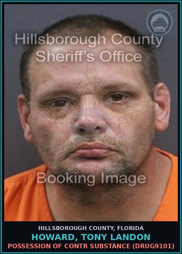 Booking mugshot of HOWARD, TONY LANDON in Hillsborough County