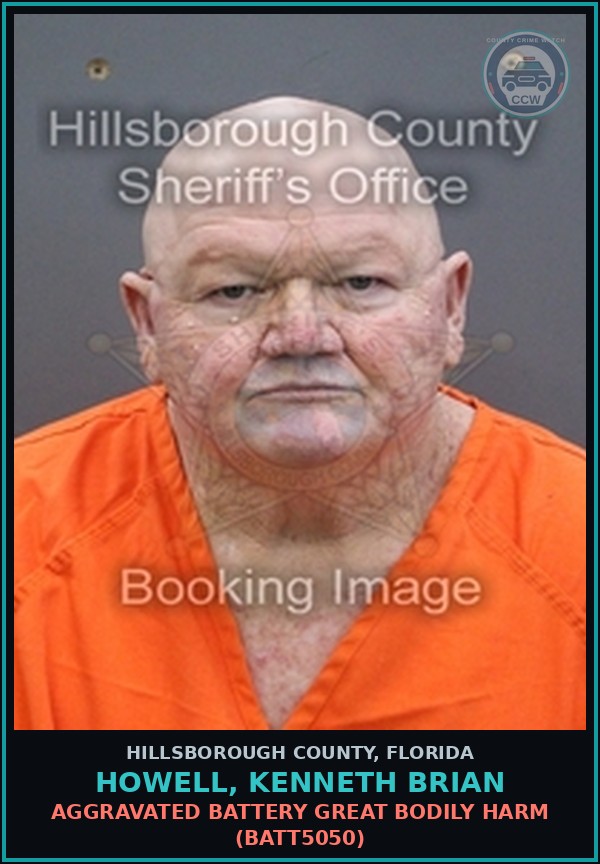 Booking mugshot of HOWELL, KENNETH BRIAN in Hillsborough County