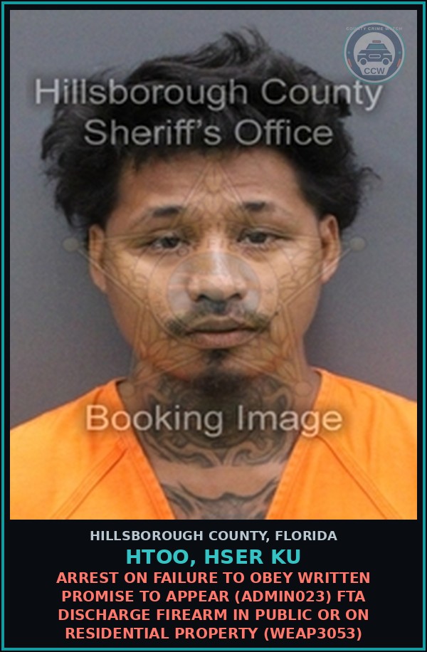 Booking mugshot of HTOO, HSER KU in Hillsborough County