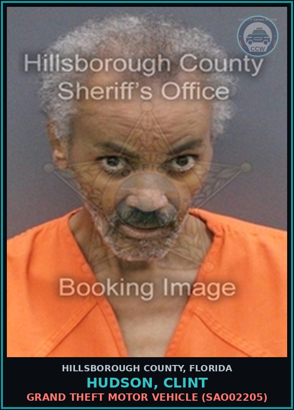 Booking mugshot of HUDSON, CLINT in Hillsborough County