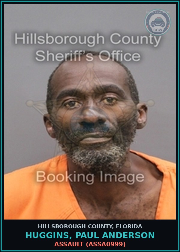 Booking mugshot of HUGGINS, PAUL ANDERSON in Hillsborough County