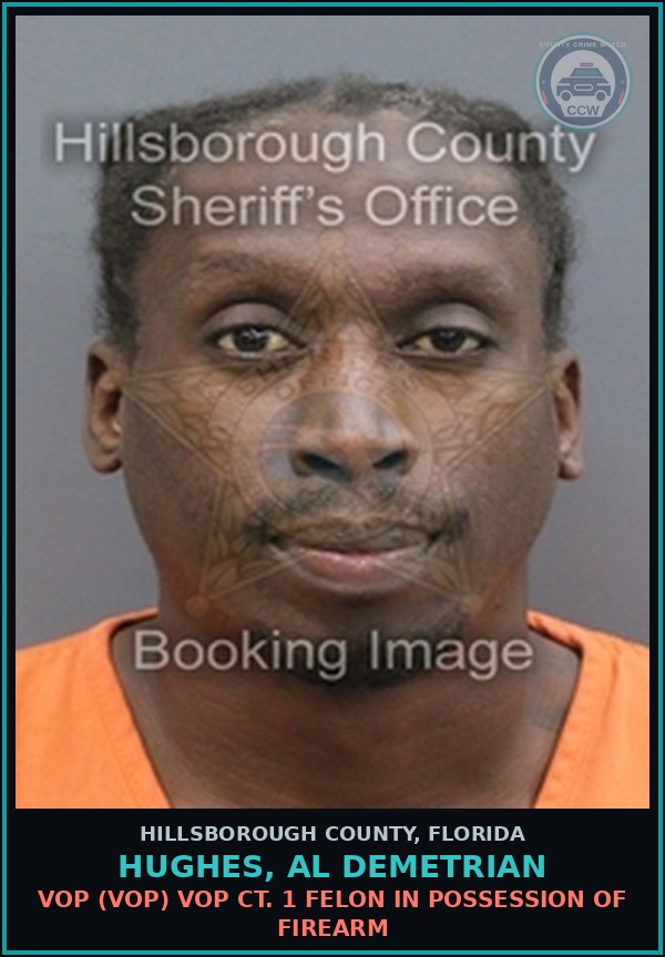 Booking mugshot of HUGHES, AL DEMETRIAN in Hillsborough County