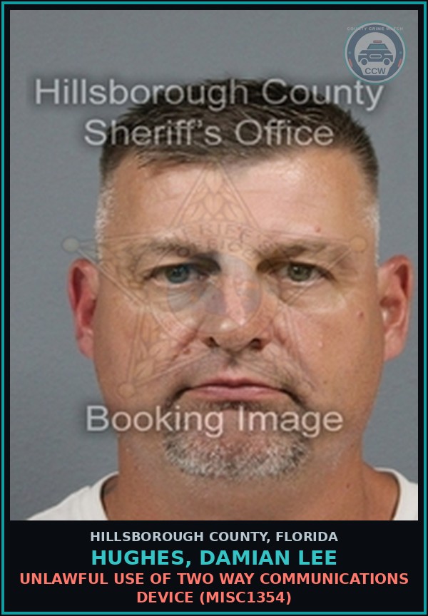 Booking mugshot of HUGHES, DAMIAN LEE in Hillsborough County