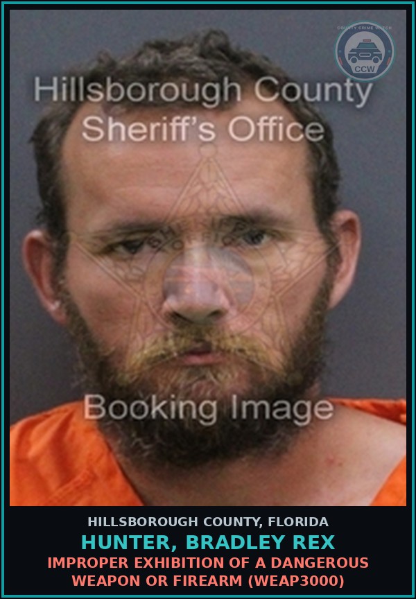 Booking mugshot of HUNTER, BRADLEY REX in Hillsborough County