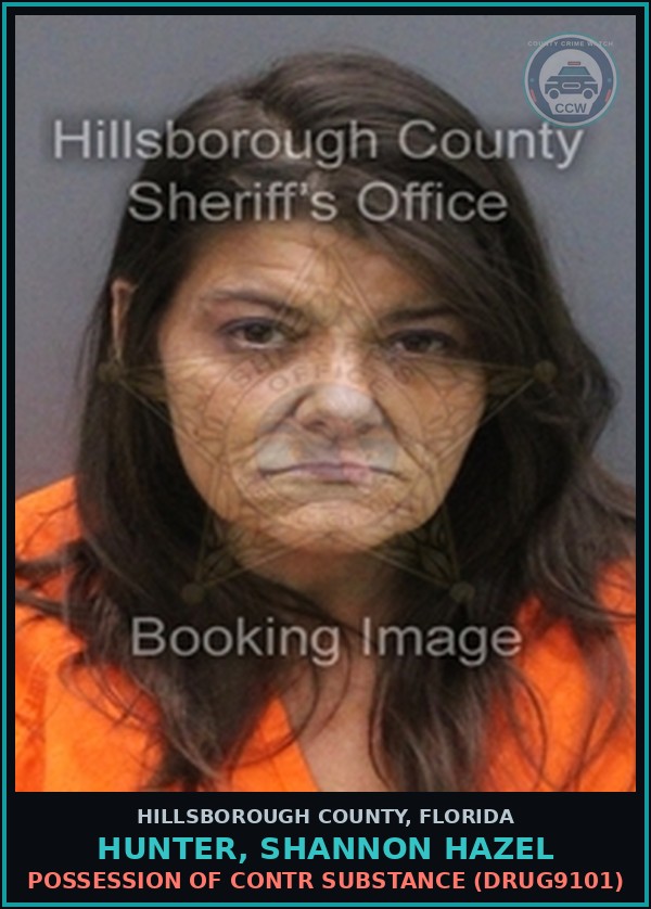 Booking mugshot of HUNTER, SHANNON HAZEL in Hillsborough County