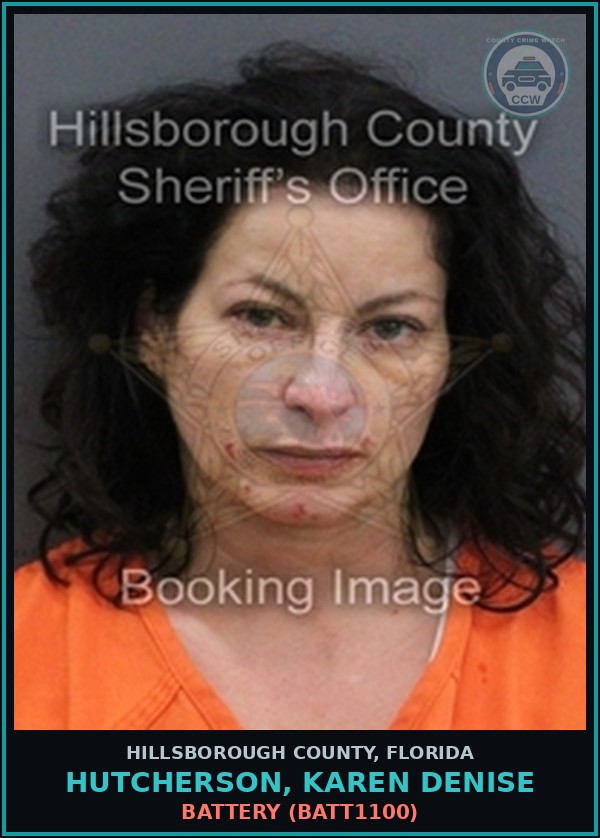 Booking mugshot of HUTCHERSON, KAREN DENISE in Hillsborough County