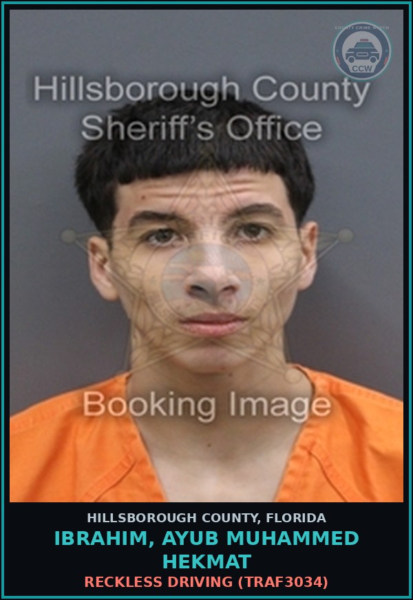 Booking mugshot of IBRAHIM, AYUB MUHAMMED HEKMAT in Hillsborough County