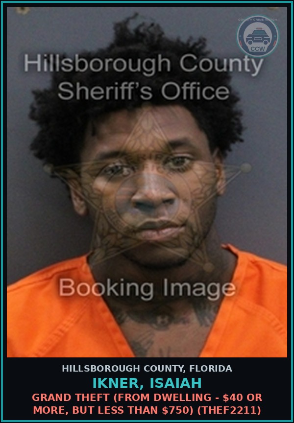 Booking mugshot of IKNER, ISAIAH in Hillsborough County