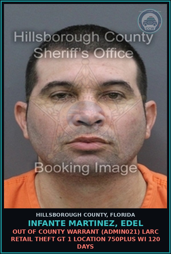 Booking mugshot of INFANTE MARTINEZ, EDEL in Hillsborough County