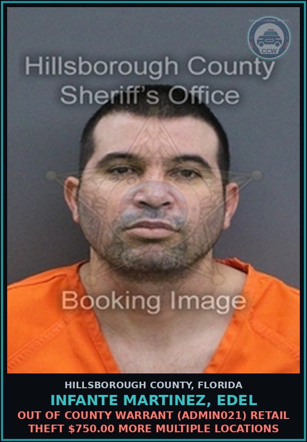 Booking mugshot of INFANTE MARTINEZ, EDEL in Hillsborough County
